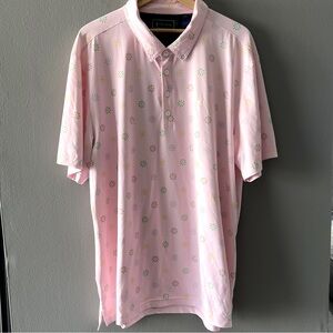 William Murray Men’s Golf Polo Shirt Size XL Pink All Over Floral Print Stretch